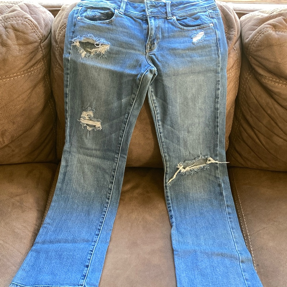 Women's Blue Distressed Jeans